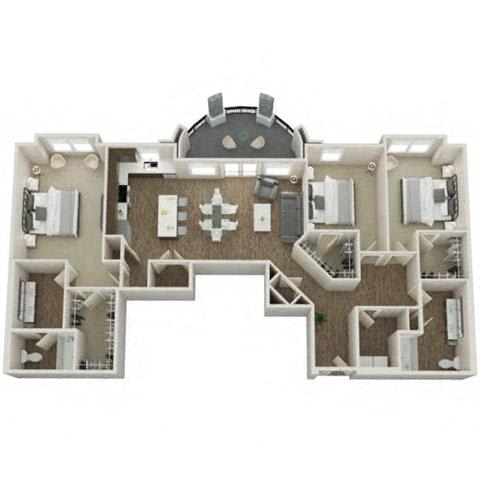 KENLEY Floor Plan at Pointe at Prosperity Village Apartments, Charlotte