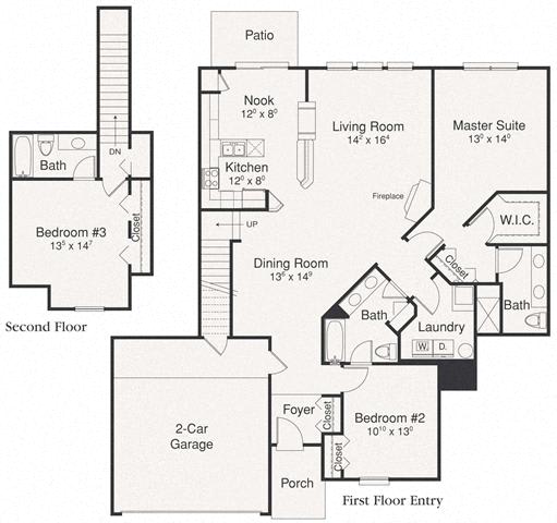Glenmoore Floor Plan at Brandywine Apartments, West Bloomfield, 48322