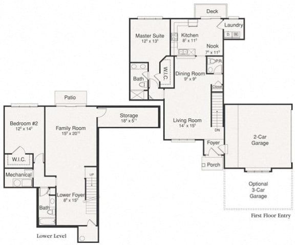 Malvern Floor Plan at Brandywine Apartments, West Bloomfield, MI