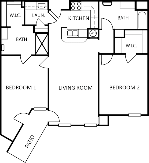 Two Bed Floor Plan at Columbia Colony Senior, Atlanta