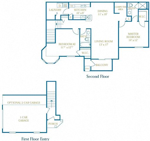 Floor Plan  The Kendall 2  Bed   2  Bath   1,277 Sq. Ft. Floor Plan at Turnbury Park, Canton, 48188