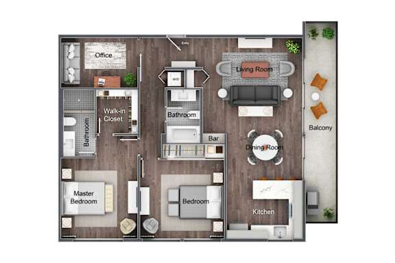 Floor Plan  2 Bed 2 Bath
