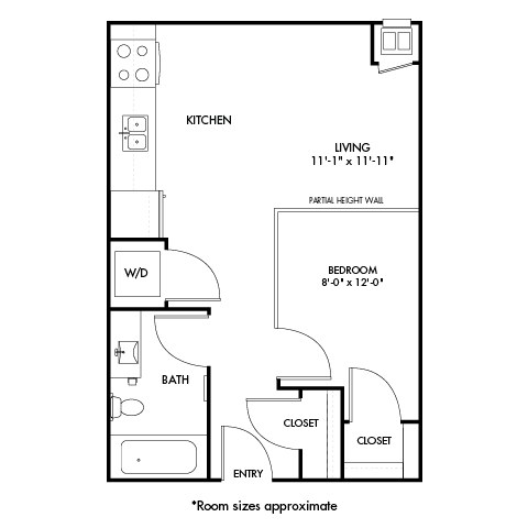 Floor Plan  1 Bedroom Alcove D