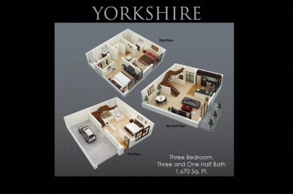 Yorkshire Floor Plan at Fenwyck Manor Apartments, Chesapeake, 23320