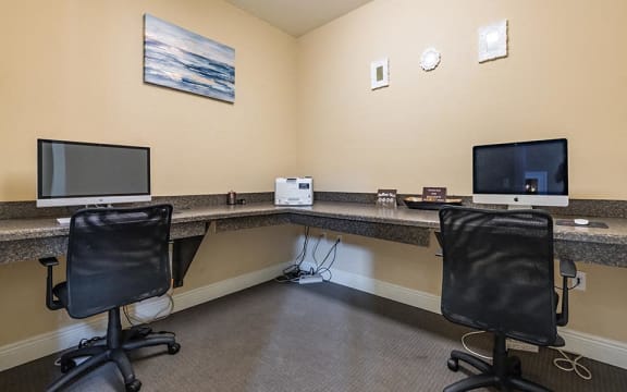 business center with computers