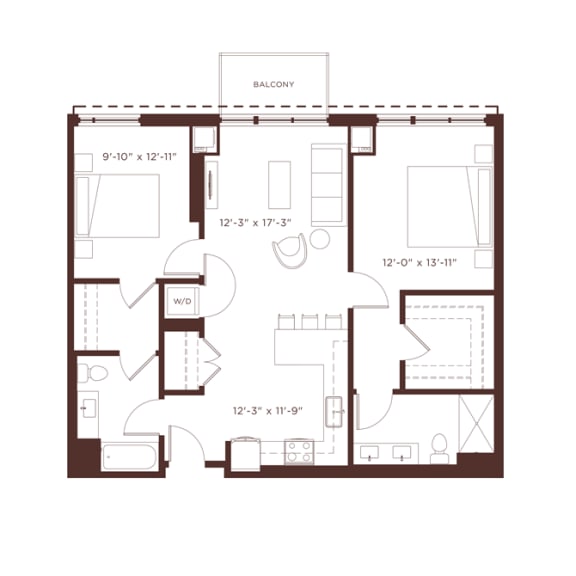 b2b Floorplan b2b Floorplan at North+Vine, Illinois, 60610