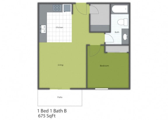 Floor Plan  1 Bedroom 1 Bath B