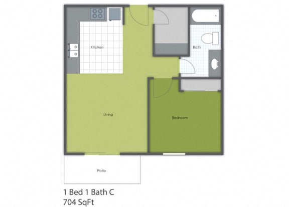 Floor Plan  1 Bedroom 1 Bath C