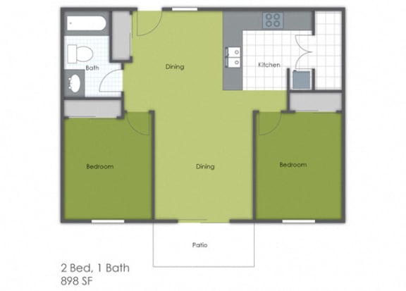 Floor Plan  2 Bedroom 1 Bath A