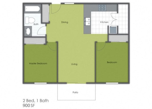 Floor Plan  2 Bedroom 1 Bath B