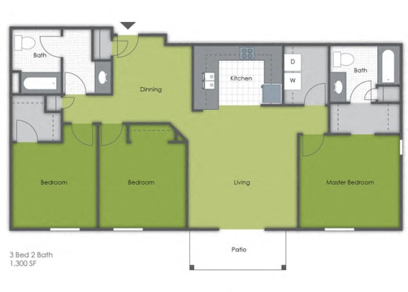 Floor Plan  3 Bedroom 2 Bath B