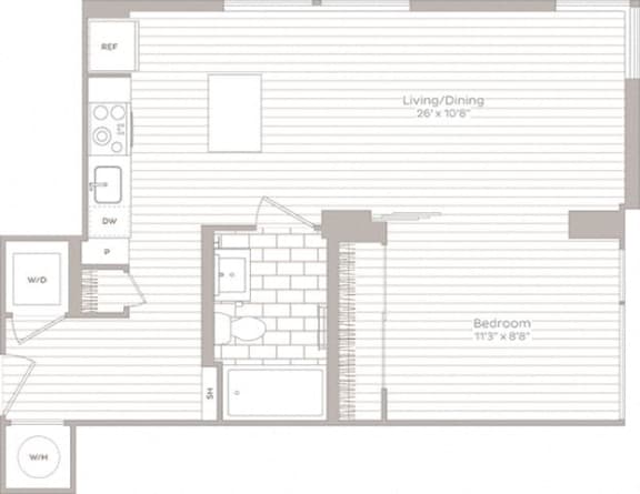 1 bedroom 1 bath E at Artline Apartments, Washington-DC