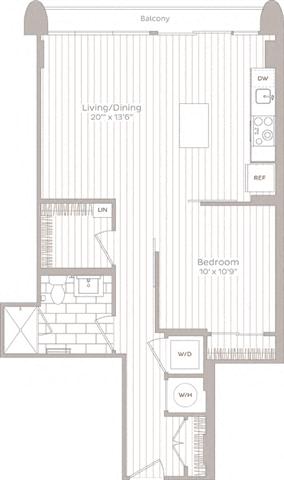 1 bedroom 1 bath M at Artline Apartments, Washington-DC, 20024