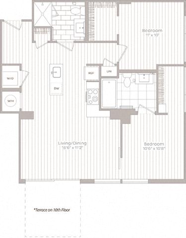 2 bedroom 2 bath B at Artline Apartments, Washington, DC, 20024