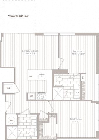 2 bedroom 2 bath at Artline Apartments, Washington, Washington-DC