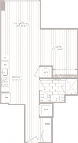 Studio 1 bath G at Artline Apartments, Washington-DC