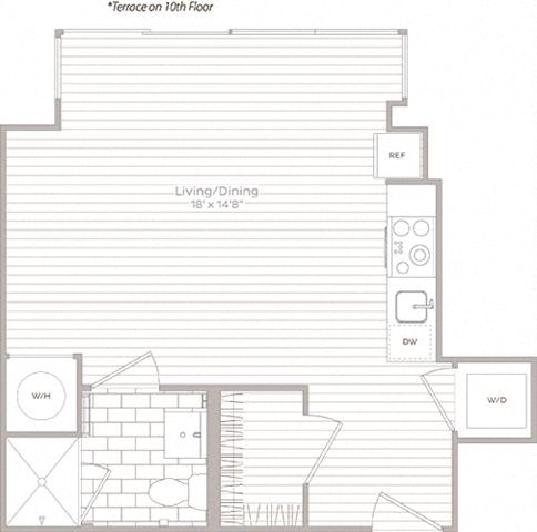 Studio 1 bath D at Artline Apartments, Washington, DC