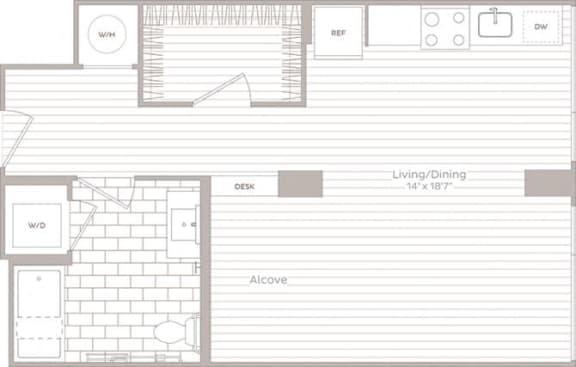 Studio 1 bath H at Artline Apartments, Washington-DC, 20024
