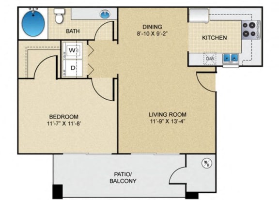 1 bedroom 1 bathroom A Floor Plan 1 bedroom 1 bathroom A