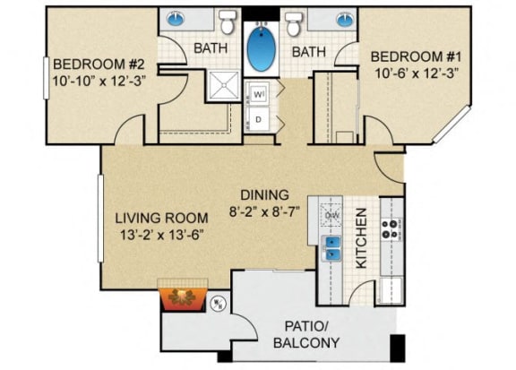 2 bedroom 2 bathroom A Floor Plan 2 bedroom 2 bathroom A