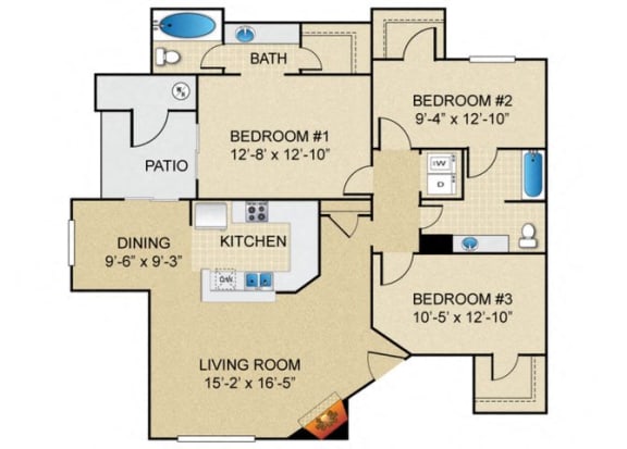 3 bedroom 2 bathroom A Floor Plan 3 bedroom 2 bathroom A