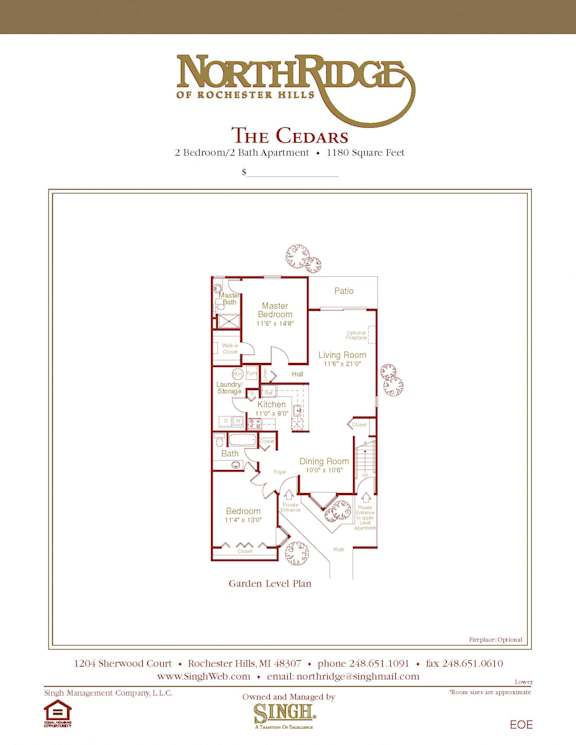 Cedars  Floor Plan at Northridge, Rochester Hills, MI