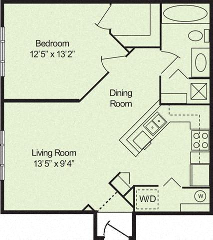 One Bedroom One Bathroom Floor Plan 699 Square Feet