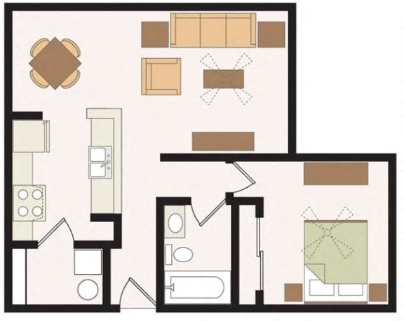 One Bedroom One Bathroom Floor Plan