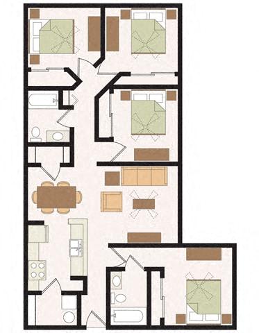 Four Bedroom Two Bathroom Floor Plan
