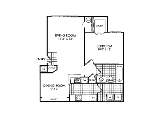 One Bedroom Floor Plan