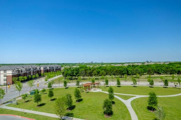 Massive Central Green with Walking Trail at Towers at Spring Creek, Garland