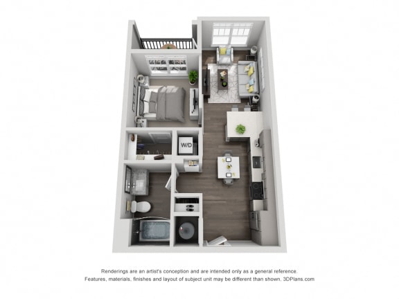 A1 Studio - 606 Floor Plan at Central Island Square, Daniel Island, SC