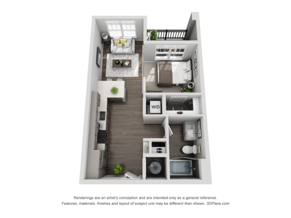 A2_Studio Floor Plan at Central Island Square, Daniel Island, South Carolina
