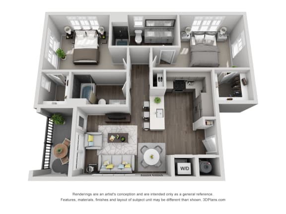 C4 2 Bed 2 Bath Floor Plan at Central Island Square, Daniel Island, South Carolina