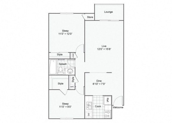2 Bed 1 Bath