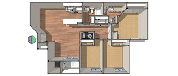 3Bed 2Bath Floor Plan at Fox Crossing Apartments, Denver, CO, 80231