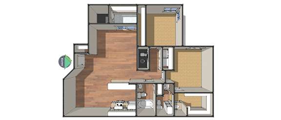 2Bed 2Bath Floor Plan at Fox Crossing Apartments, Colorado, 80231