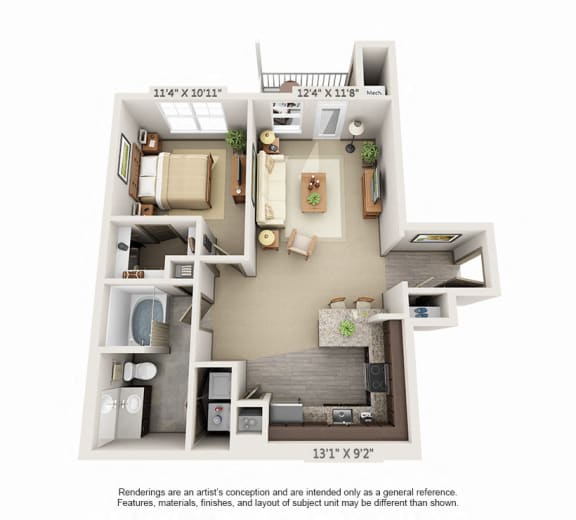 Woodview 1BR 1BA 824sqft A3 Woodview 1BR 1BA 824sqft A3