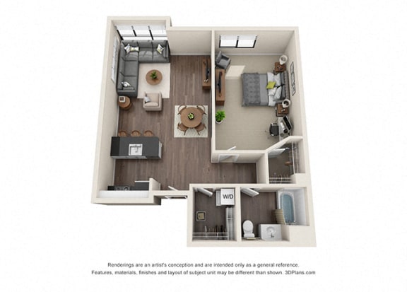One Bedroom Floorplan One Bedroom Floorplan for apartments near koreatown