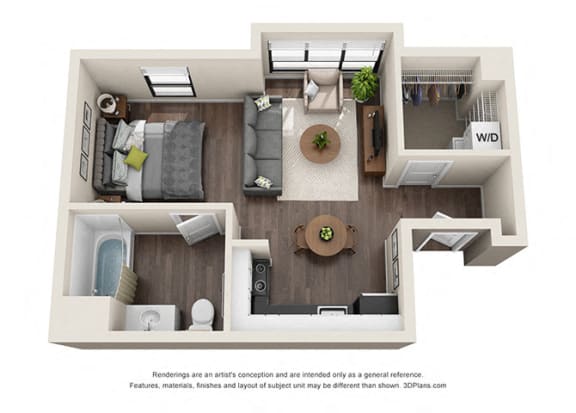 Studio Studio 3 apartment layout option for residents of wilshire vermont