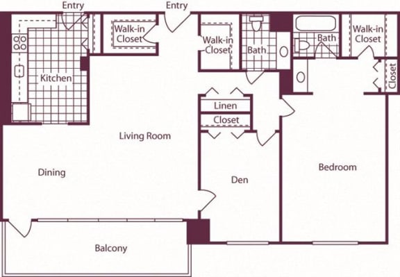 Floor Plan  2 Bedroom, 1.5 Bathroom A18 - Renovated at Crystal Square, Arlington, VA, 22202