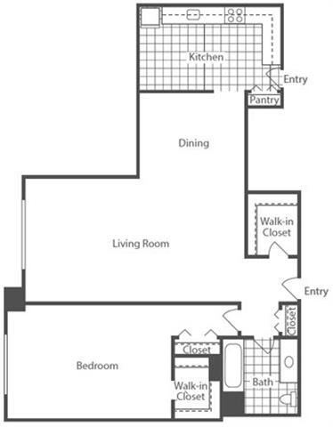 Floor Plan  1 Bedroom, 1 Bath 916 SF A6 at Crystal Square, Arlington