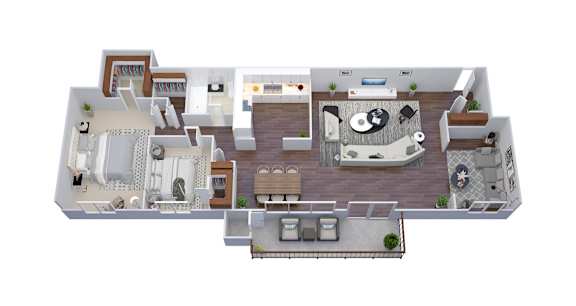 1100 Square-Foot 2 Bed 1 Bath Den Floor Plan at The District at Forestville Apartments, ZPM , Forestville, 20747