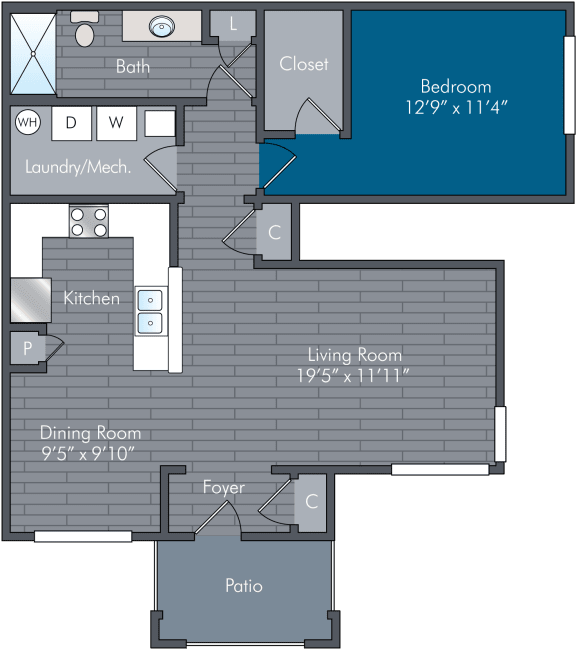 Farragut II Floor Plan at Abberly Square Apartment Homes, Maryland