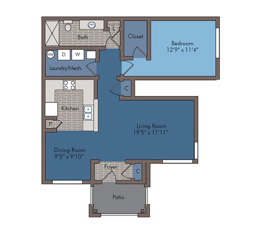 Farragut I Floor Plan at Abberly Square Apartment Homes, Waldorf, Maryland