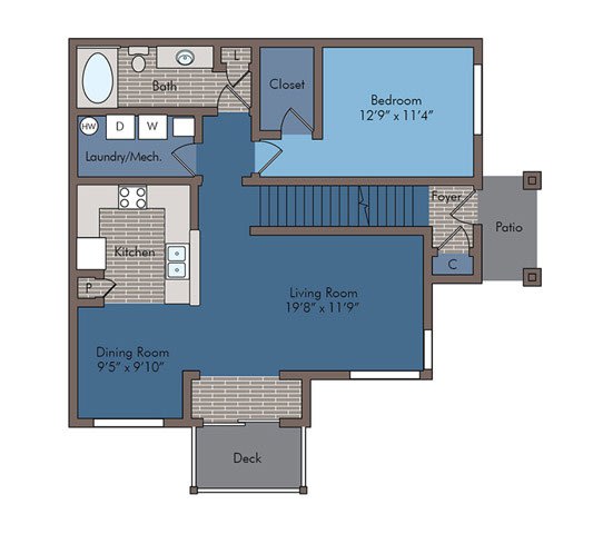 Freedom I Floor Plan at Abberly Square Apartment Homes, Waldorf