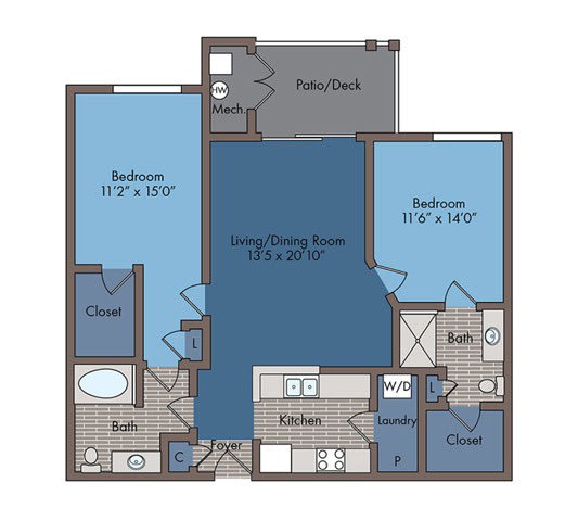 Luxembourg Floor Plan at Abberly Square Apartment Homes, Waldorf, MD