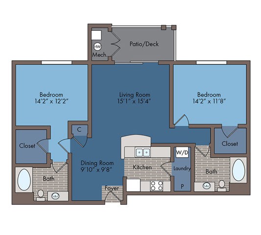 Madison Floor Plan at Abberly Square Apartment Homes, Waldorf, 20601