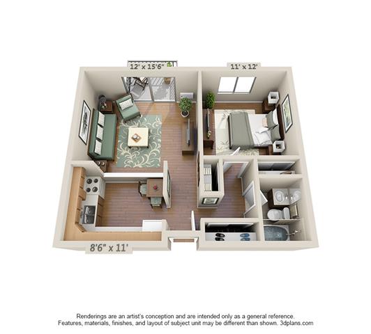 Floor Plan  1 Bedroom (Large)