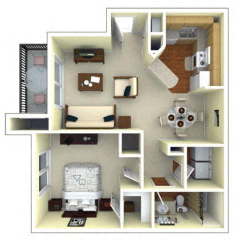 1 Bedroom Floor Plan | 760 Sq. Ft. | Gwinnett Apartments in Norcross GA